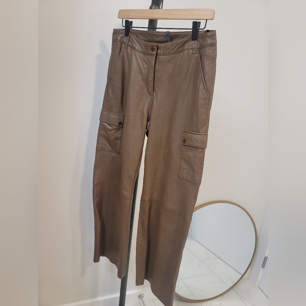 Women's Straight Leg Brown leather Pants